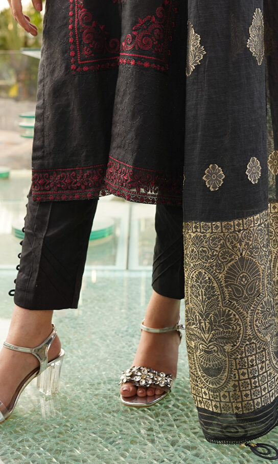 Noble Black Khaddar Embroidered