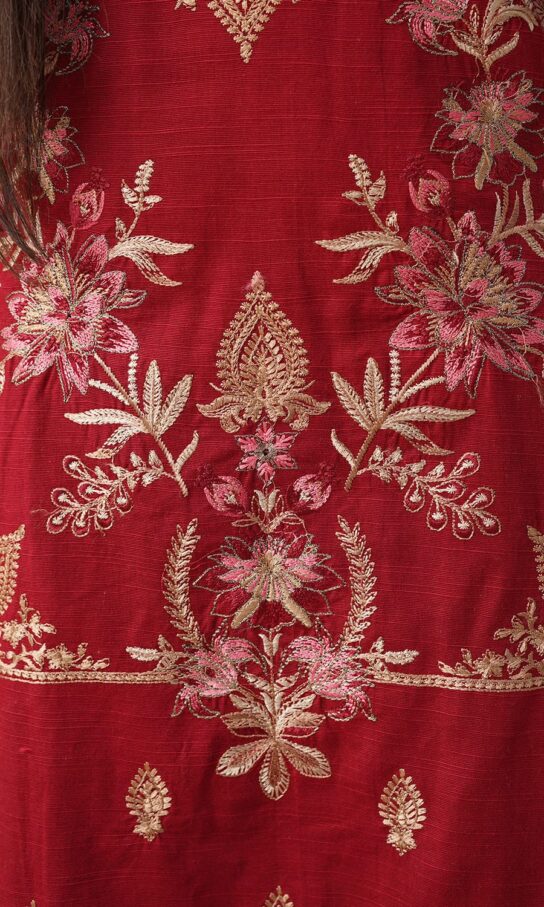 Lavish Red Peppercorn Khaddar Embroidered