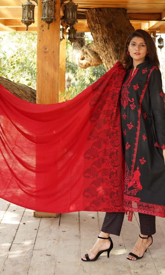 Classic Black Khaddar Embroidered